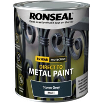 Ronseal 39209 Direct to Metal Paint Storm Grey Matt 750ml RSLDTMSTM750