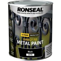 Ronseal 39196 Direct to Metal Paint Black Satin 750ml RSLDTMBS750