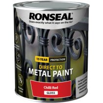 Ronseal 39210 Direct to Metal Paint Chilli Red Gloss 750ml RSLDTMCRG750