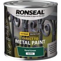 Ronseal 39185 Direct to Metal Paint Rural Green Gloss 250ml RSLDTMRGG250