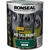 Ronseal 39202 Direct to Metal Paint Rural Green Gloss 750ml RSLDTMRGG750