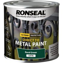 Ronseal 39186 Direct to Metal Paint Rural Green Satin 250ml RSLDTMRGS250