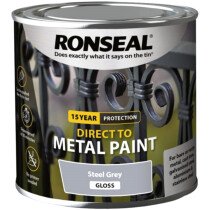 Ronseal 39187 Direct to Metal Paint Steel Grey Gloss 250ml RSLDTMSGG250