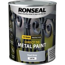 Ronseal 39205 Direct to Metal Paint Steel Grey Satin 750ml RSLDTMSGS750