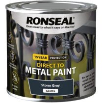 Ronseal 39190 Direct to Metal Paint Storm Grey Gloss 250ml RSLDTMSTG250