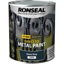 Ronseal 39208 Direct to Metal Paint Storm Grey Satin 750ml RSLDTMSTS750