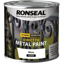 Ronseal 39182 Direct to Metal Paint White Gloss 250ml RSLDTMWG250