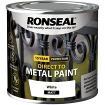 Ronseal 39184 Direct to Metal Paint White Matt 250ml RSLDTMWM250