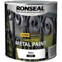 Ronseal 39216 Direct to Metal Paint White Satin 2.5 Litre RSLDTMWS25L