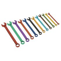 Sealey S01074 Combination Spanner Set 12pc Multi-Coloured Metric