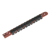 Sealey AK1412 Socket Retaining Rail with 12 Clips 1/4" Drive
