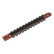 Sealey AK3812 Socket Retaining Rail with 12 Clips 3/8" Drive