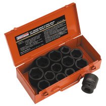 Sealey AK686 Impact Metric/AF Set of Sockets 13 Piece 3/4" Drive