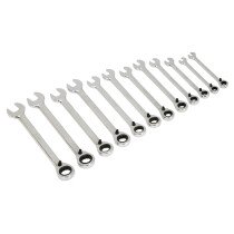 Sealey S0840 Combination Ratchet Ring Wrench Set Reversible 12pc