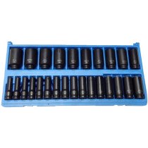 ISS SET08MML26 1/2" Drive Metric 26 Piece Set of Deep Length Sockets