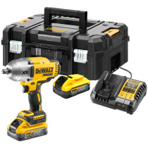 DeWalt DCF900H2T-GB 18V XR Brushless 1/2” High Torque Impact Wrench (Hog Ring) With FLEXVOLT Advantage 2x5.0Ah Powerstack Batteries In TSTAK