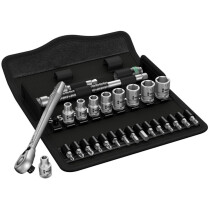 Wera 05004018001 Zyklop Metal-Switch Slim Ratchet and Socket Set of 28 Metric 1/4in Drive WER004018